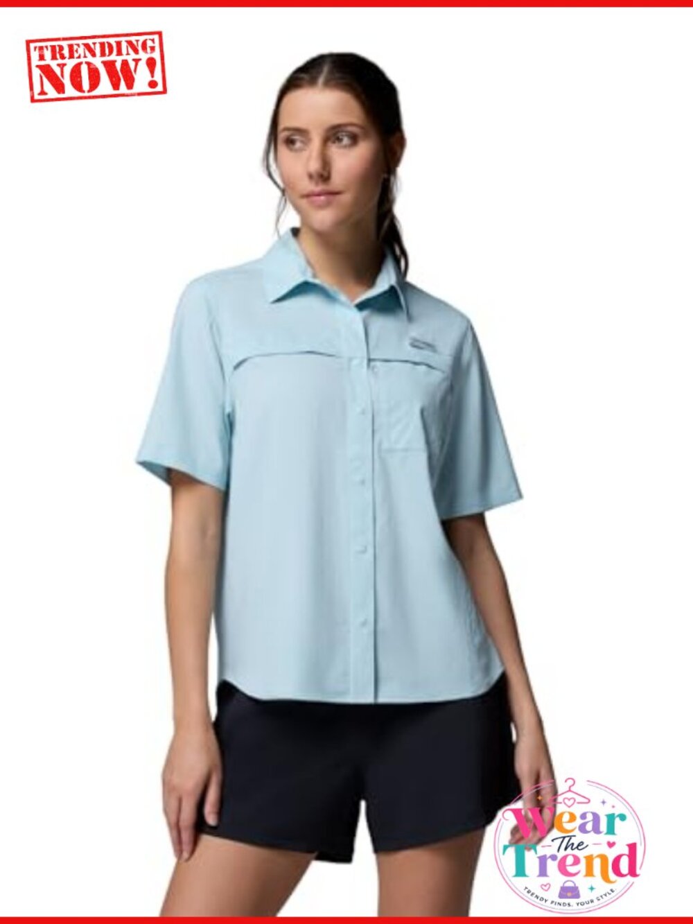 Columbia PFG Castback Woven Short Sleeve Polo Shirt Recycled Fishing
